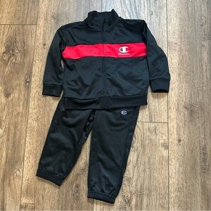 NEW! Champion Infant Boy’s Tracksuit, Black and Red, Zip Up, Classic, 18m